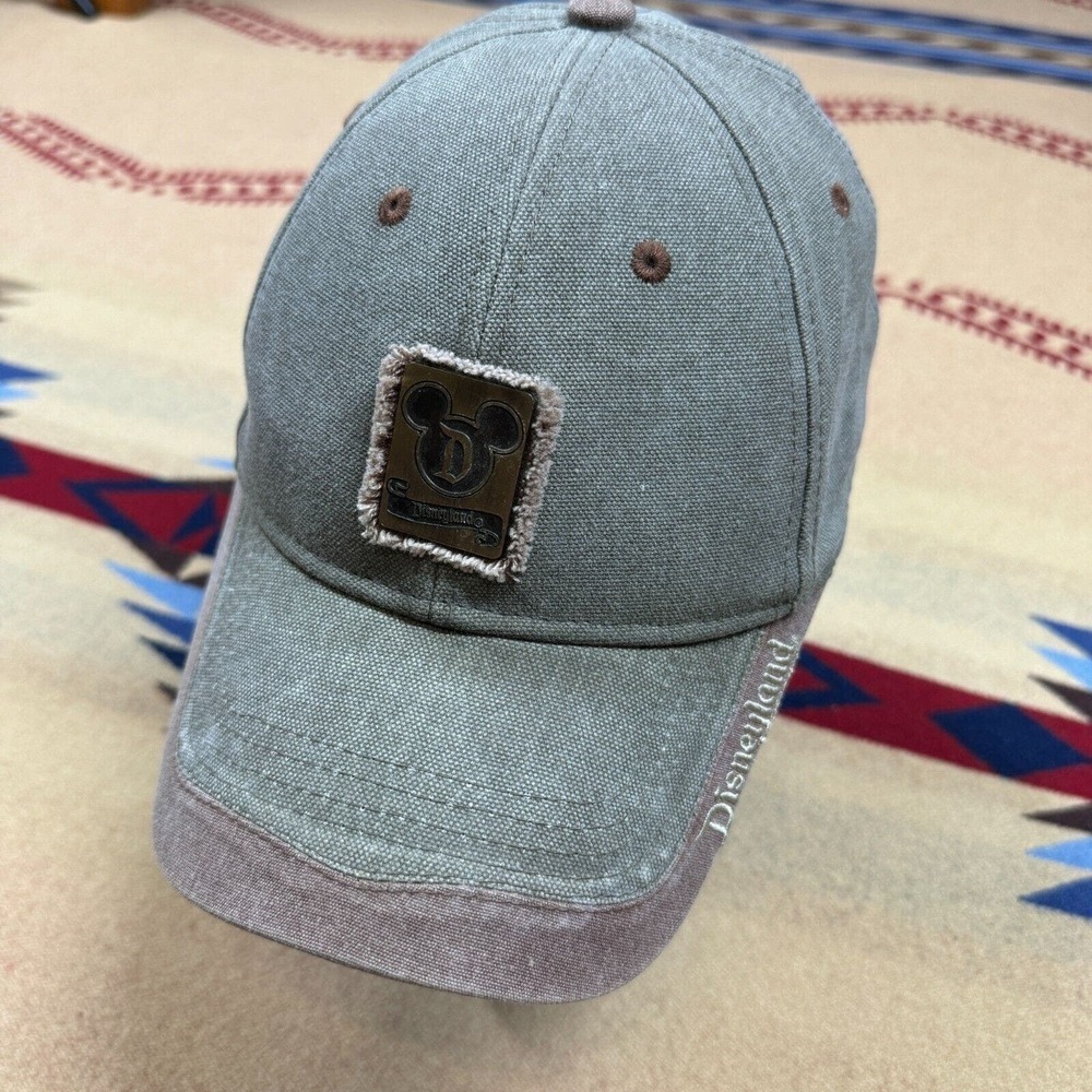 Disneyland Canvas Hat Strapback Cap Faded Wash Metal Emblem Disney Parks - Picture 2 of 4